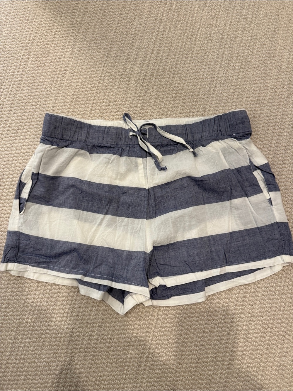 Rails Navy and White Striped Drawstring Lightweight Shorts
